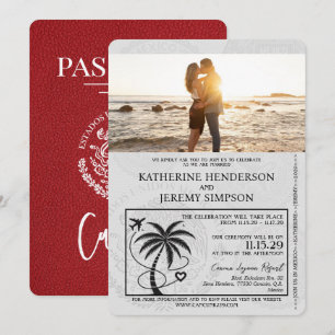 Convites Red Cancun Passport Wedding