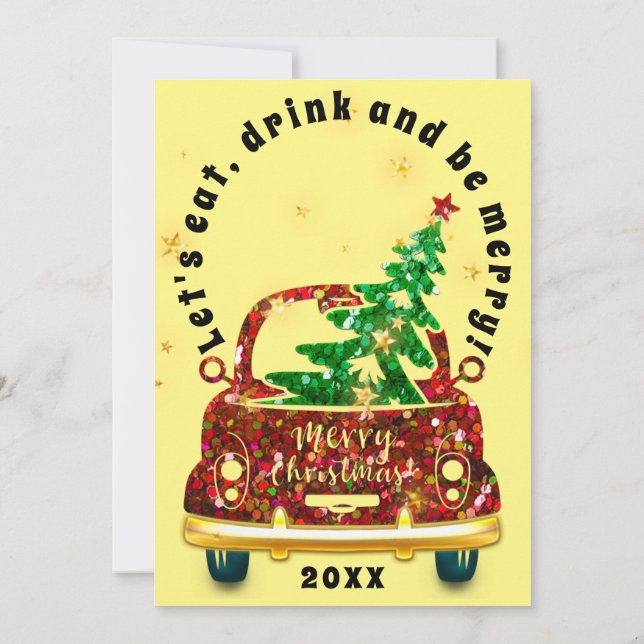 Convites Red Car Brunch Janto Árvore Dourada Amarelo (Verso)