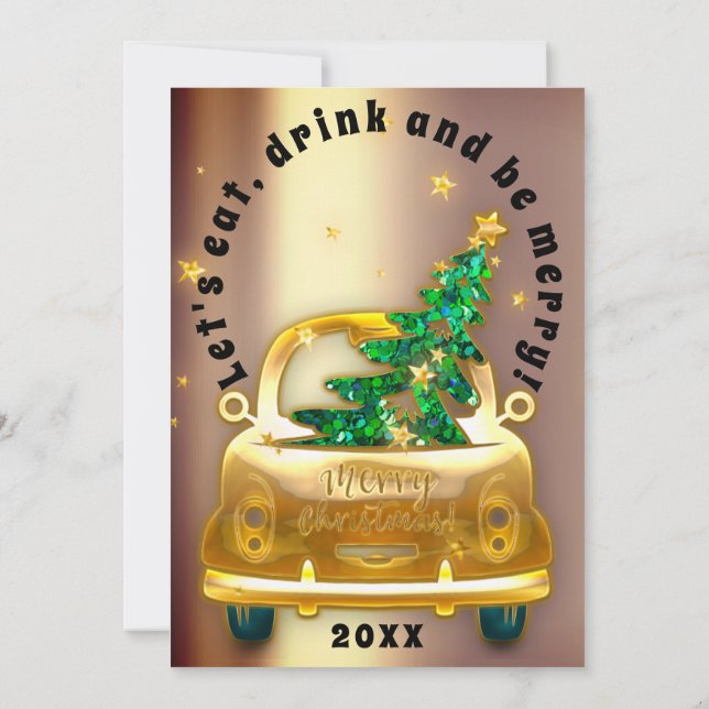 Convites Red Car Brunt Janta Árvore Dourada Glitter (Verso)