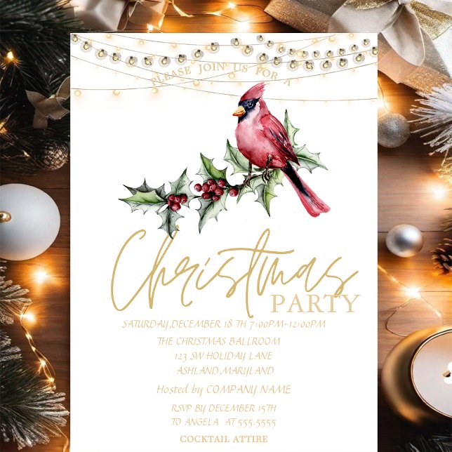 Convites Red Cardinal Stars Red Christmas (Criador carregado)