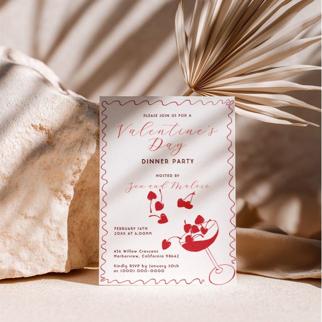 Convites Red Cherries in Martini – Valentine’s Day Party (Criador carregado)