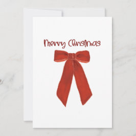 Convites Red Christmas Bow with Merry Christmas Text