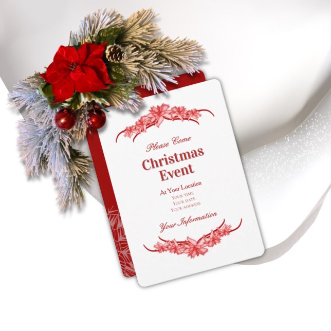 Convites Red Christmas Poinsettia Invitation (Criador carregado)