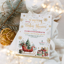 Convites Red Christmas Sleigh | Feliz Pequeno Chá de fralda