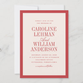 Convites Red Classic Elegant Wedding 