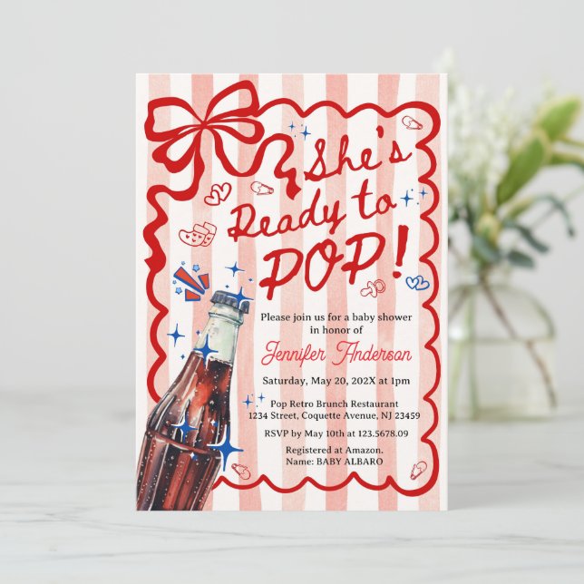 Convites Red Coquette She is Ready to POP Invitation (Em pé/Frente)