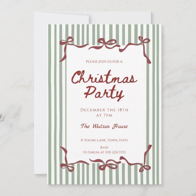 Convites Red coquette Whimsical Hand Drawn Christmas  (Frente)