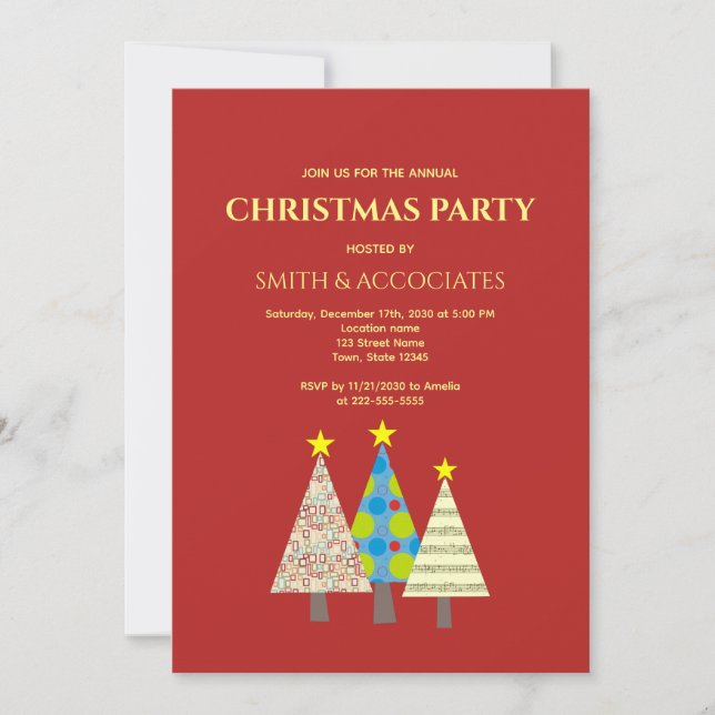 Convites Red Corporate Christmas Party (Frente)