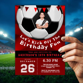 Convites Red Custom Photo Birthday Invitation for Boys