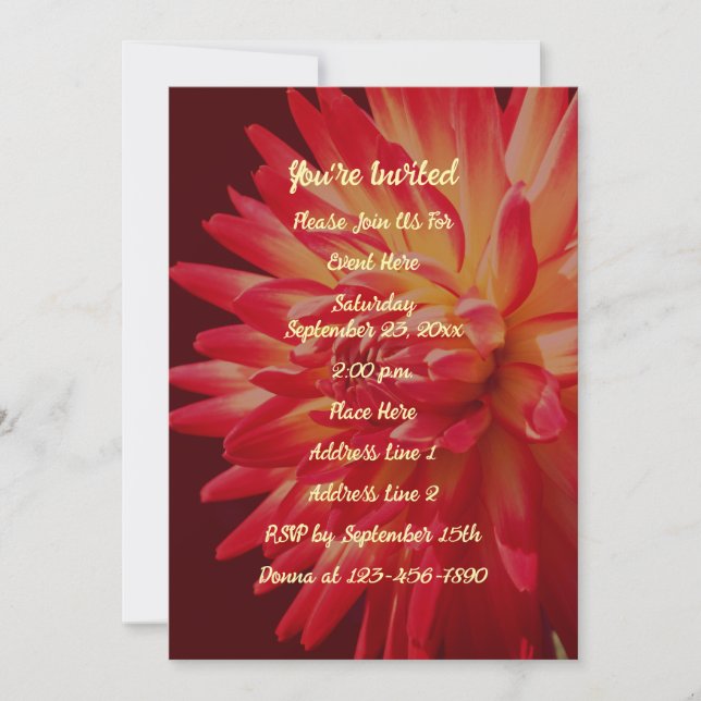 Convites Red Dahlia Floral Elegant Party (Frente)