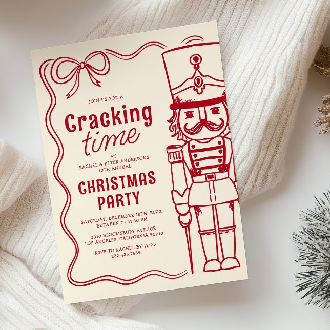 Convites Red Doodle Nutcracker Christmas Holiday Party (Criador carregado)