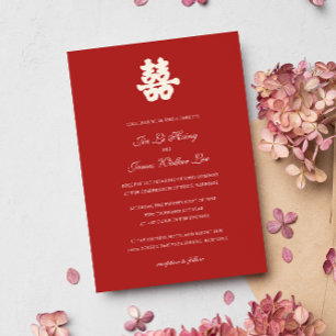 Convites RED Double Happy Chinese calliografia asian