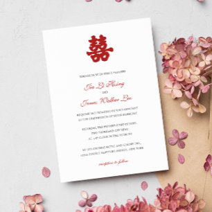 Convites RED Double Happy Chinese calliografia asian