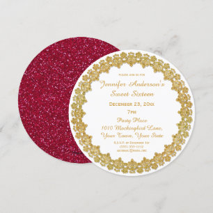Convites Red Dourado Feriado Doce Dezesseis