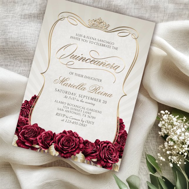 Convites Red Dourado Quinceañera (Criador carregado)
