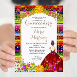 Convites Red Dress Burgundy - Quinceañera Floral Colorida<br><div class="desc">Red Dress Burgundy Colorful Floral Quinceañera Mis Quince Anos,  15 Birthday</div>