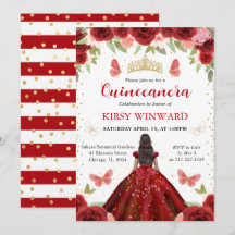 Red Dress Dark Skin Princess Quinceanera