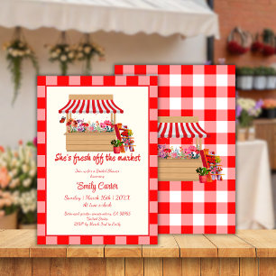 Convites Red Floral Ela está fresca do Chá de panela de mer