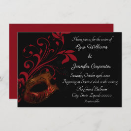 Convites Red Floral Mascarada Wedding