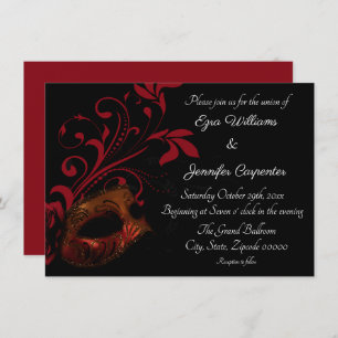 Convites Red Floral Mascarada Wedding