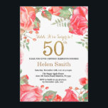 Convites Red Floral Surprise 50th Birthday Dourado Glitter<br><div class="desc">Red Floral Surpresa 50º Aniversário Convite para Mulheres. Flor Botânica De Aquarela Dourada Glitter. Flores Florais De Pêonias Rosa. Aniversário Adulto. Para mais personalização,  clique no botão "Personalizar" e use nossa ferramenta de design para modificar este modelo.</div>