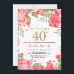Convites Red Floral Surprise aniversário de 40 anos Dourada<br><div class="desc">Red Floral Surprise aniversário de 40 anos Convite para Mulheres. Flor Botânica De Aquarela Dourada Glitter. Flores Florais De Pêonias Rosa. Aniversário Adulto. Para mais personalização,  clique no botão "Personalizar" e use nossa ferramenta de design para modificar este modelo.</div>