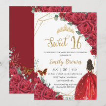 Red Floral Sweet Sesseis Aniversários Princesa Cor