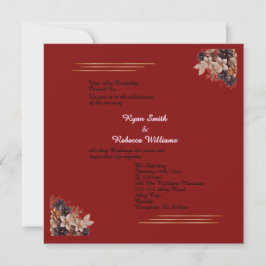 Convites Red Floral Wedding Invitation  Square Invitation  
