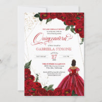 Red Floral White e Elegante Dourada Quinceanera