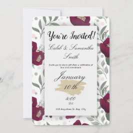 Convites Red Flower Wedding Invitation