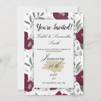 Convites Red Flower Wedding Invitation