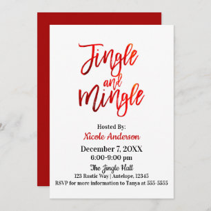 Convites Red Foil Brilhante Moderno Jingle & Mingle Party
