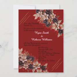 Convites Red Geometric Floral Wedding Invitation