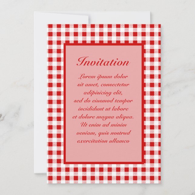 Convites Red Gingham + Cor Personalizada (Frente)