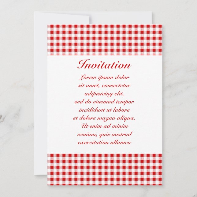 Convites Red Gingham + Cor Personalizada (Frente)
