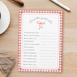 Convites Red Gingham Encontre o jogo de chá do convidado Qu