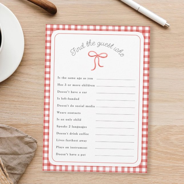 Convites Red Gingham Encontre o jogo de chá do convidado Qu (Criador carregado)