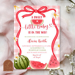 Convites Red Gingham Watermelon Bow Summer Baby Shower Invi