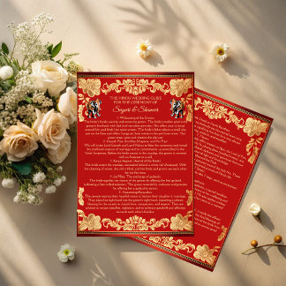 Convites Red gold elephants Indian wedding rituals program