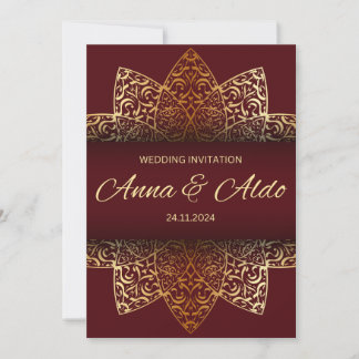 Convites Red gold luxury wedding invitation card