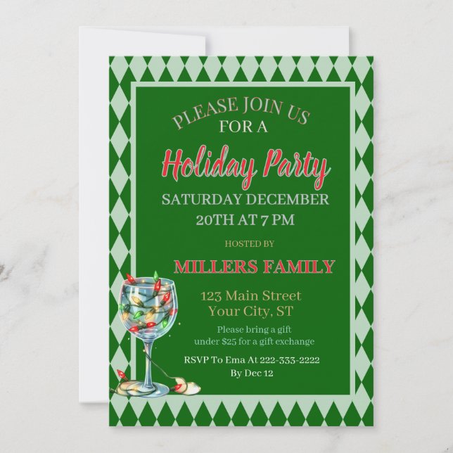 Convites Red & Green Christmas Holiday Party  (Frente)