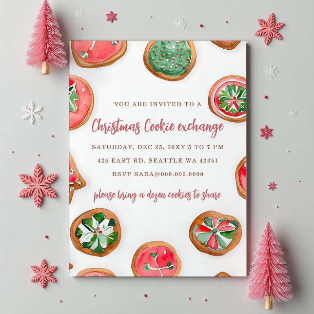 Convites Red Green Festive Cookie Exchange Christmas Party (Red Green Festive Cookie Exchange Christmas Party Invitation)