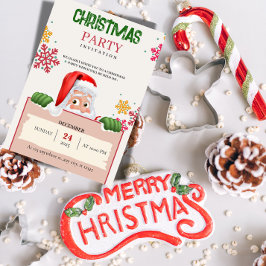 Convites Red Green Minimalist Christmas Party Invitation