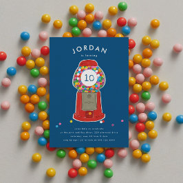 Convites Red Gumball Machine Candy Bubble Gum Aniversário