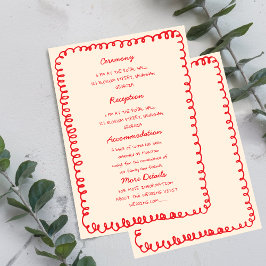 Convites Red hand drawn heart Whimsical Wedding 