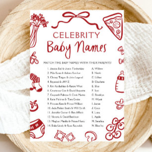 Convites Red Hand Drawn Italiana Celebrity Baby Name Game