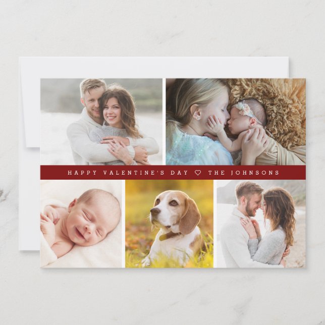 Convites Red Happy valentine's day Custom family Photos (Frente)