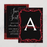 Red Heart Glitter Sparkle Doce Dezesseis Aniversár
