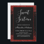 Convites Red Heart Glitter Sparkle Doce Dezesseis Aniversár<br><div class="desc">Nome do Monograma do Coração Vermelho e Convite de aniversário inicial do Confetti Sparkle Glitter 16. Este doce convite de 16 anos é perfeito para a Festa de aniversário Red Confetti Sparkle Glitter Sweet 16,  que procura celebrar com Corações Vermelhos para o Dia de os namorados.</div>