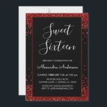 Convites Red Heart Glitter Sparkle Doce Dezesseis Aniversár<br><div class="desc">Nome do Monograma do Coração Vermelho e Convite de aniversário inicial do Confetti Sparkle Glitter 16. Este doce convite de 16 anos é perfeito para a Festa de aniversário Red Confetti Sparkle Glitter Sweet 16,  que procura celebrar com Corações Vermelhos para o Dia de os namorados.</div>